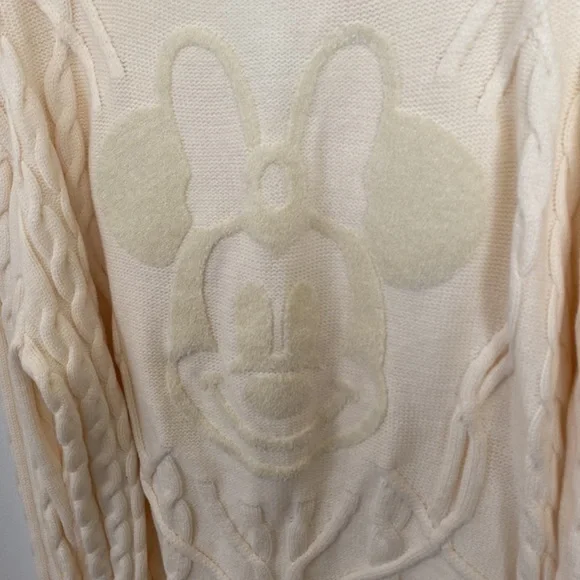 NWT Disney Minnie Mouse Cream Cable Knit Sweater Unisex Size XXL - Flawed - Picture 2 of 9